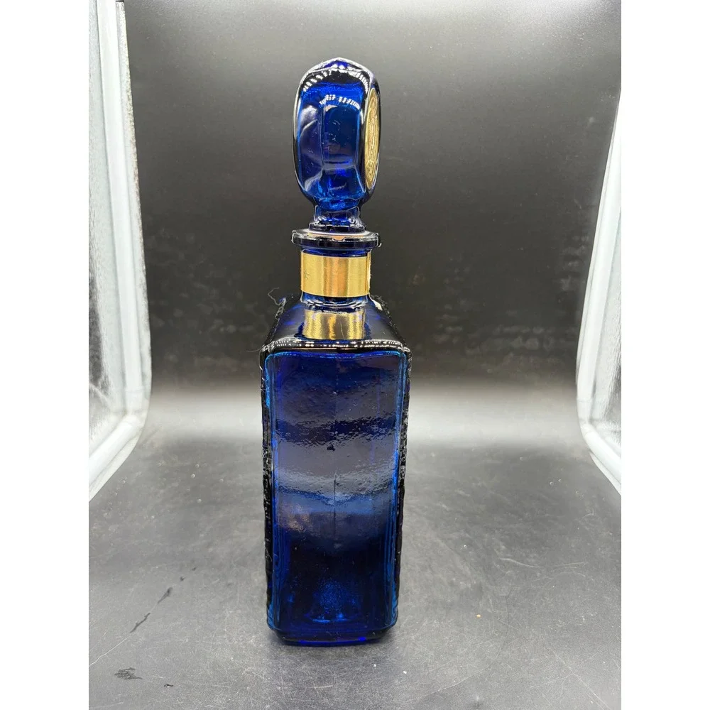 Vintage American Legion 50th Anniversary Cobalt Blue Glass Decanter J.W. Dant